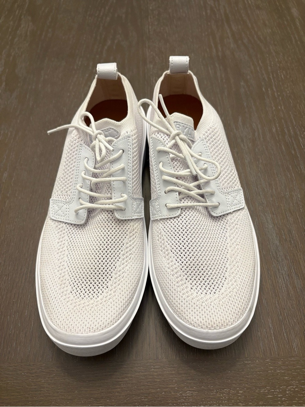 BYLT Basics Men's White Knit Lace-Up Sneakers